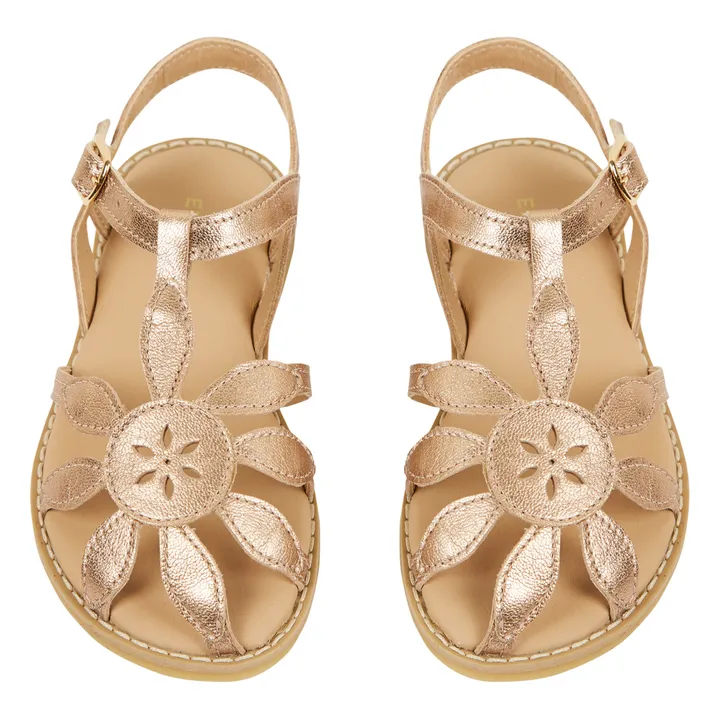 Emile et Ida Sandales Cuir Fleur | Doré