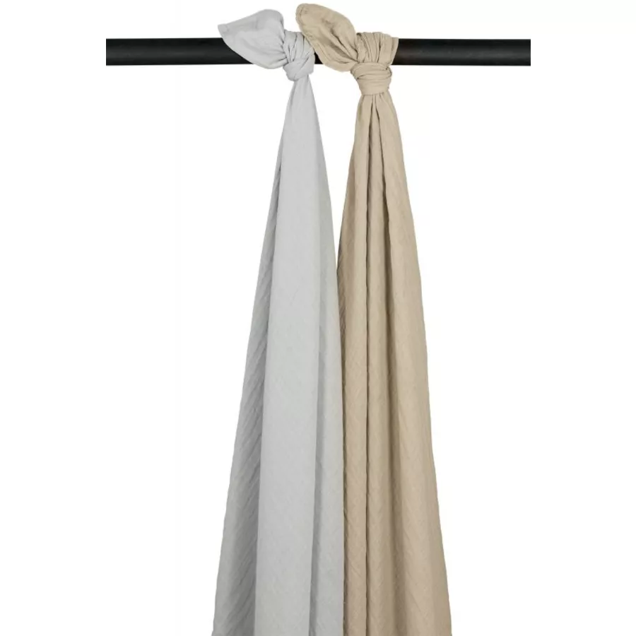 MEYCO Musselin Swaddle 2er-Pack Uni GreySand