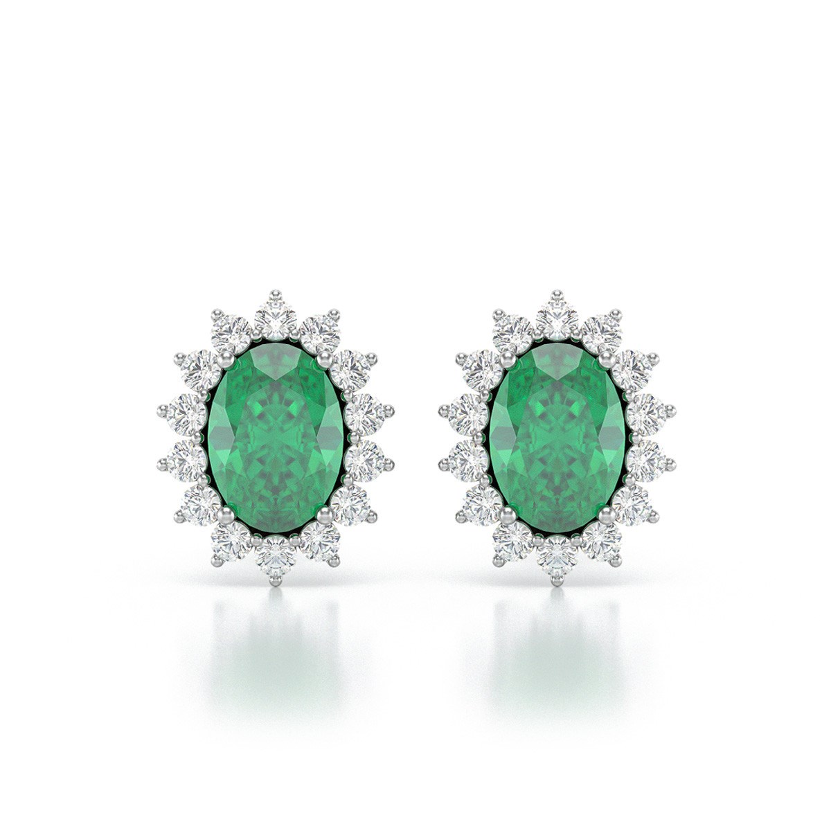 Boucles d'oreilles ADEN Emeraude et Diamants sur Argent 925 2.25grs
