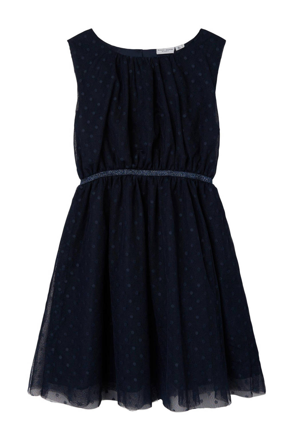 NAME IT semi-transparante jurk NKFVABOSS met all over print donkerblauw