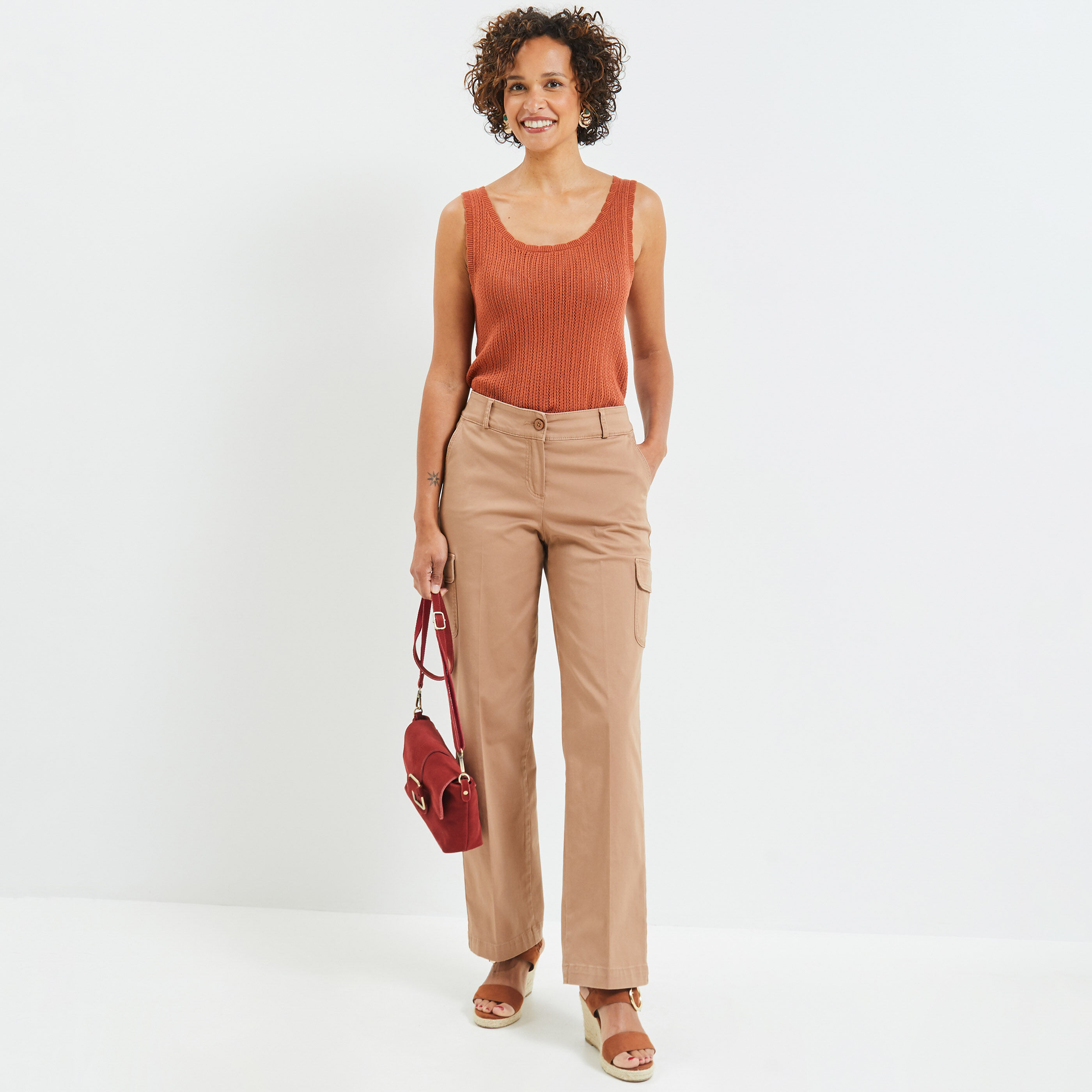 Pantalon cargo femme - CAMEL