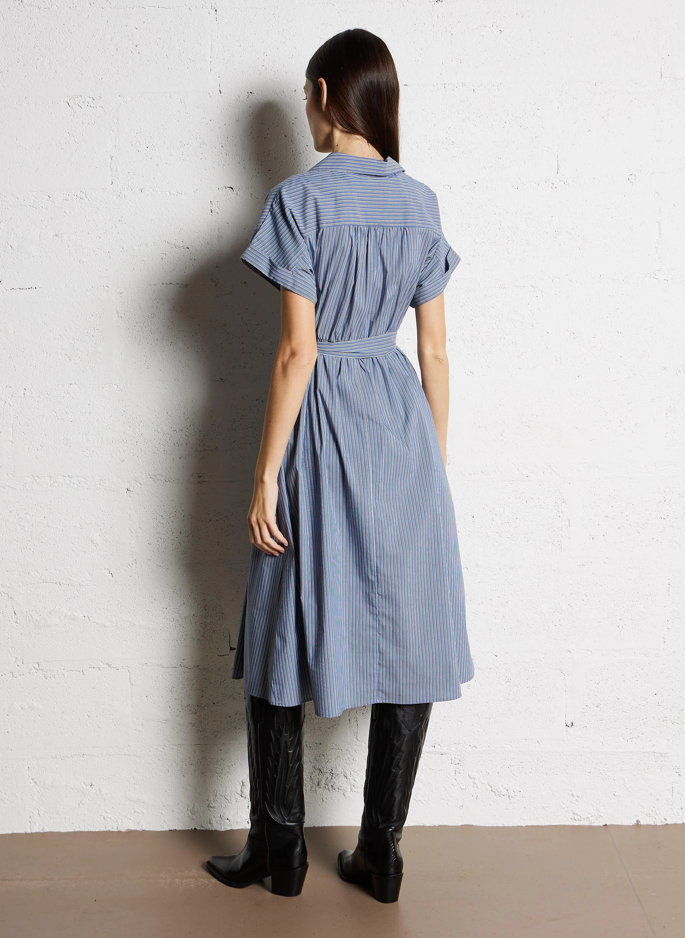 MARINA - Robe chemise cintrée en coton | Violet