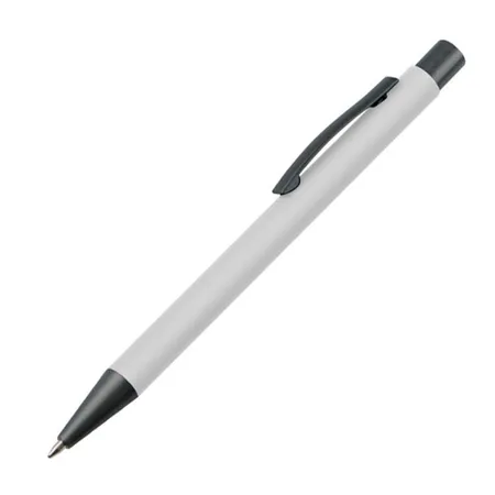 Macma Kugelschreiber mit Clip aus Metall, weiß, 10 Stück