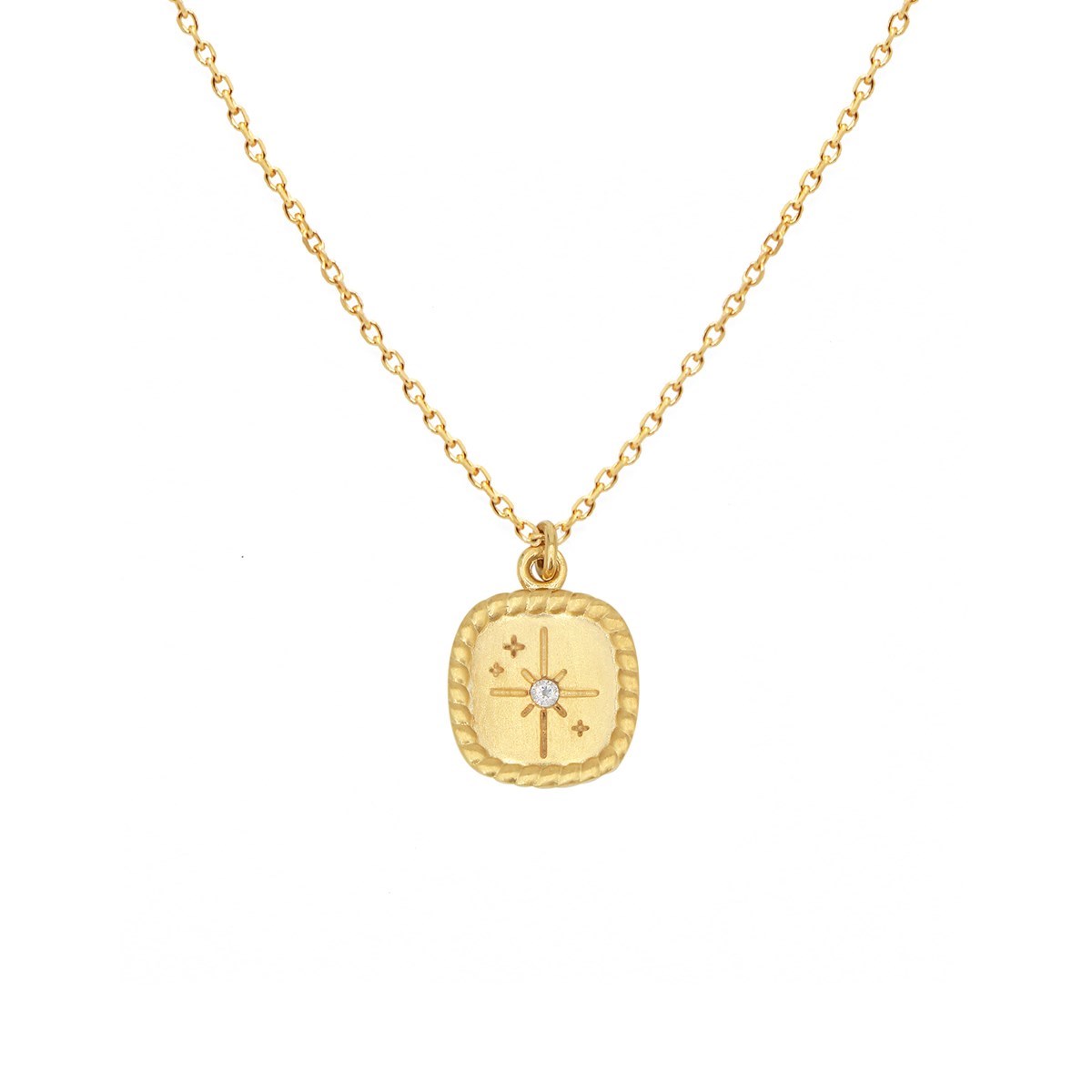 Collier étoile et zircon doré à l'or fin 24K MINI ORACLES