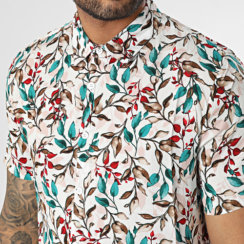 Chemise Manches Courtes Floral Blanc