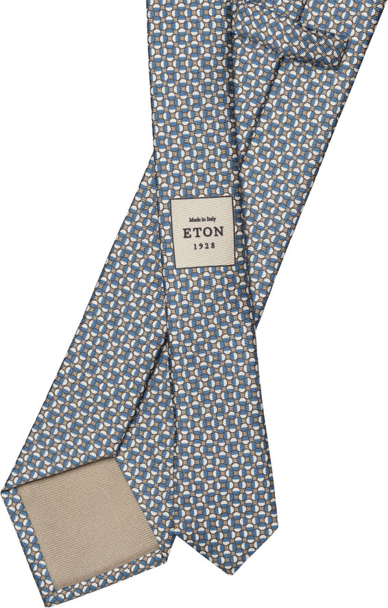 ETON Beige Geometric Print Silk Tie Lysebrun