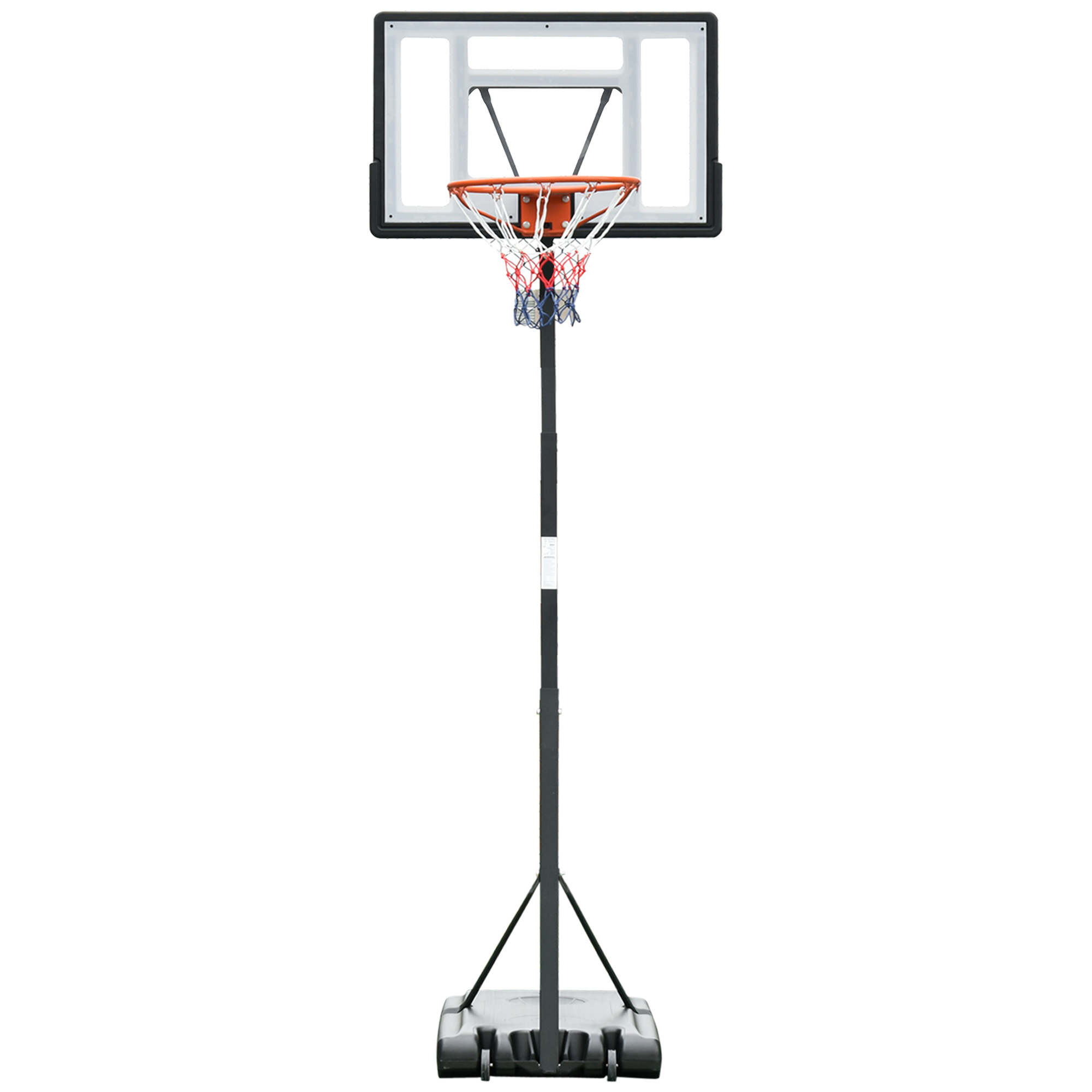 Cesta de basquete preta HOMCOM com suporte móvel, cesta de basquete ajustável.
