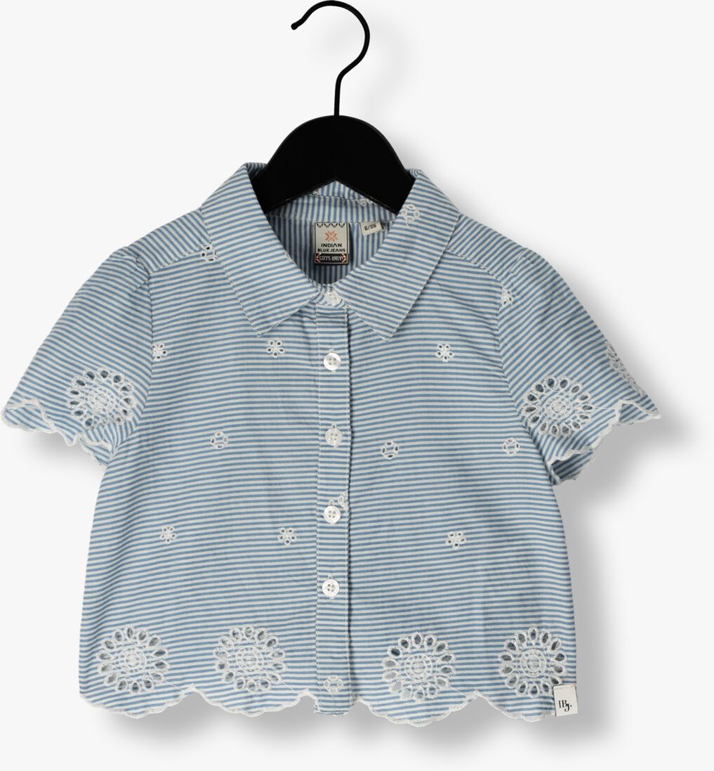 INDIAN BLUE JEANS lichtblauwe indian blue jeans blouse stripe embroidery shirt