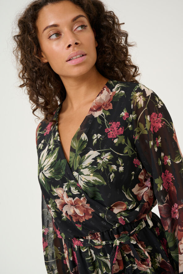 Cream CRVallie Dress Black with golden flowers
