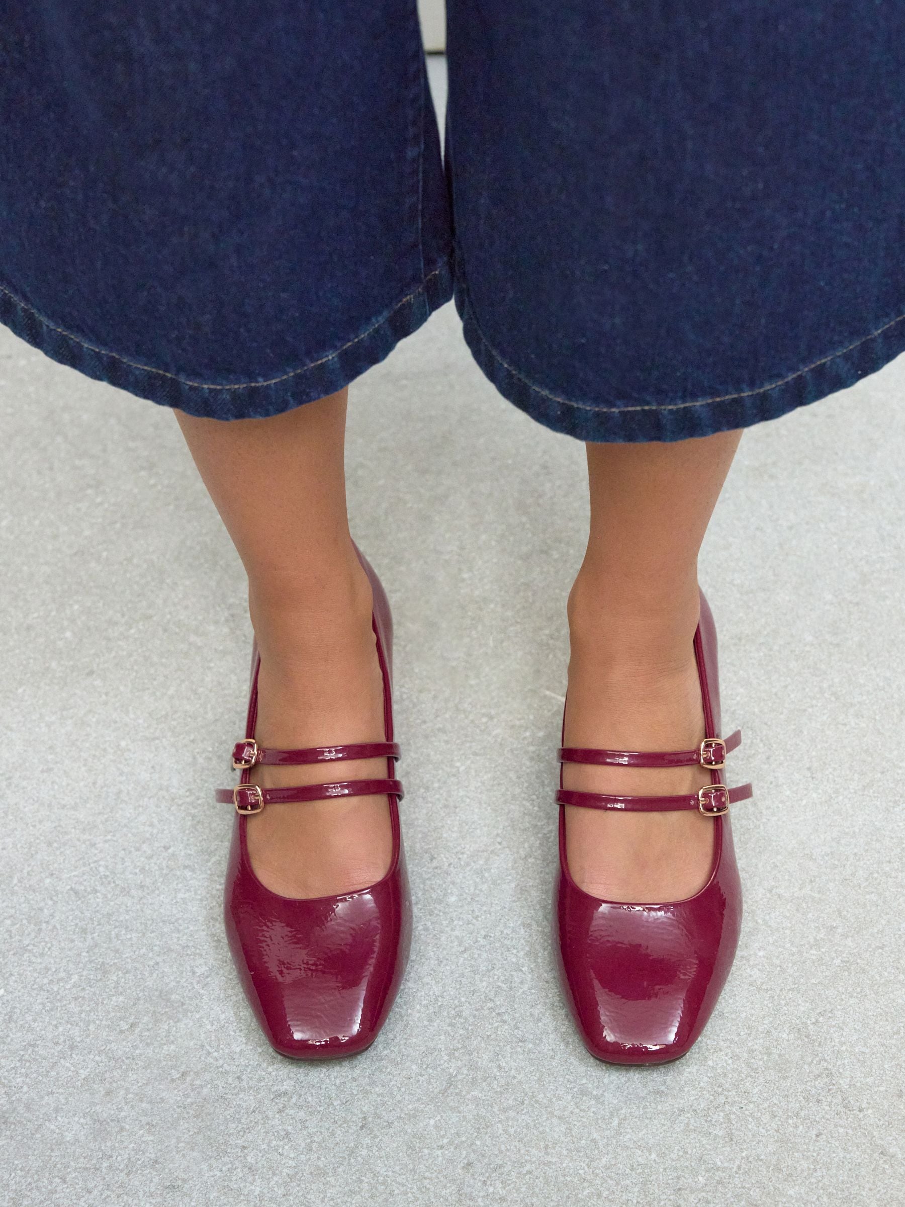 Bordeauxrood - Forever Comfort® Round Toe Mary Jane Block Heels