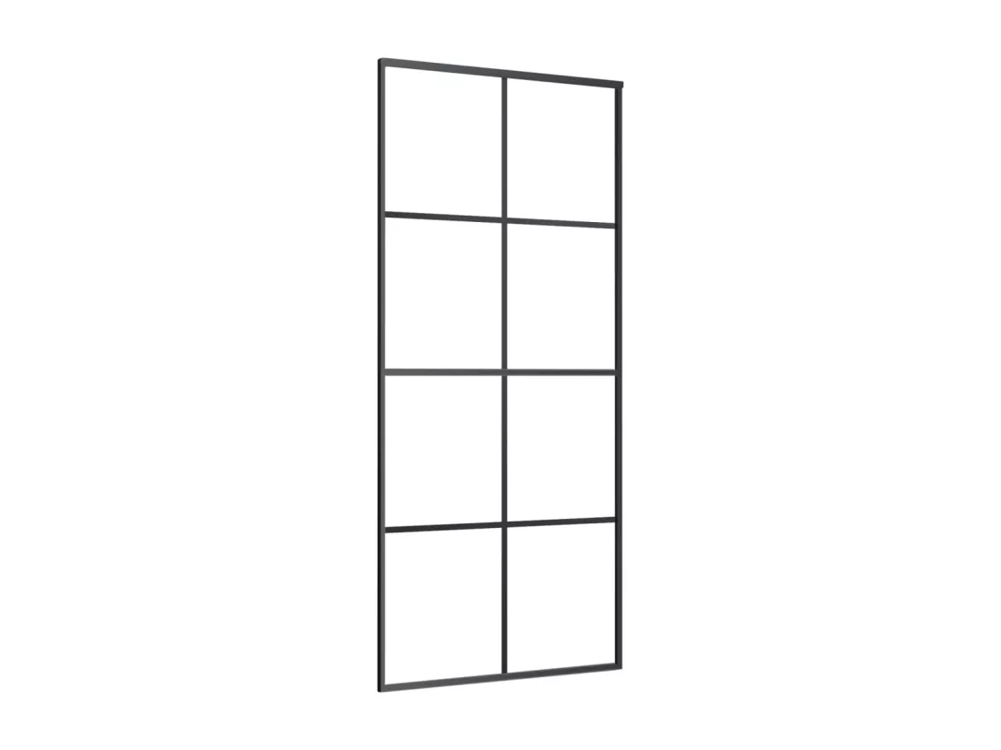 Porte coulissante noir 90x205 cm verre ESG et aluminium