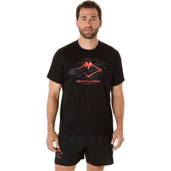 T-shirt trail ASICS FUJITRAIL LOGO SS TOP PERFORMANCE BLACK/CARBON/CORAL REEF