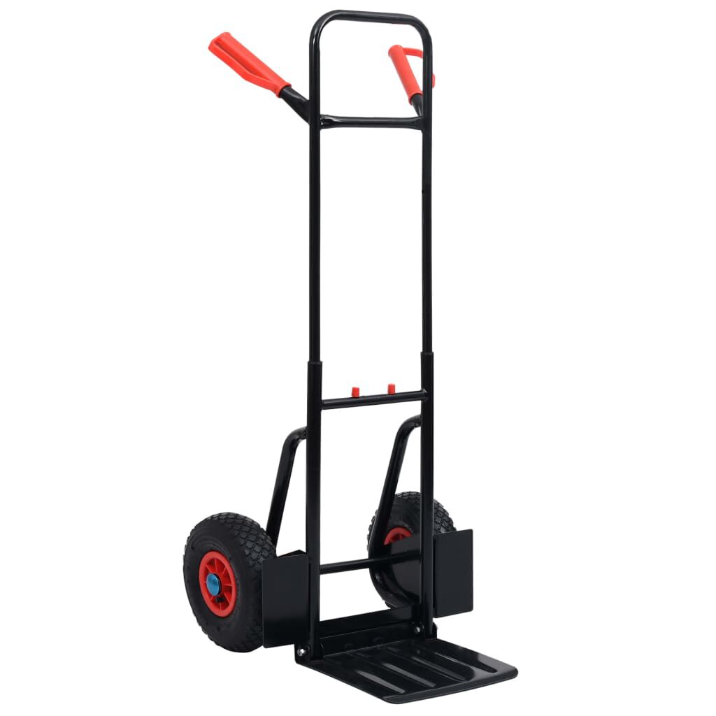 vidaXL Telescopische handwagen, 200 kg, zwart en rood
