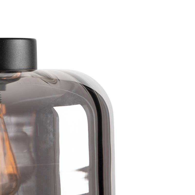 Design vloerlamp zwart met smoke glas - Qara Down