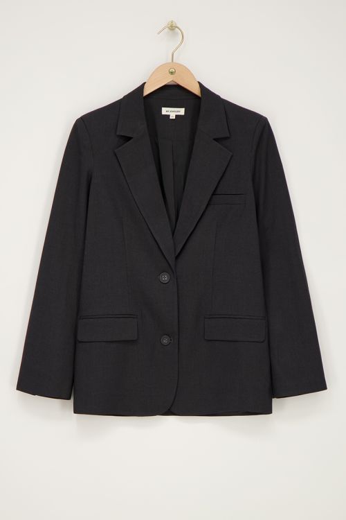 Donkergrijze blazer met zakken & knopen