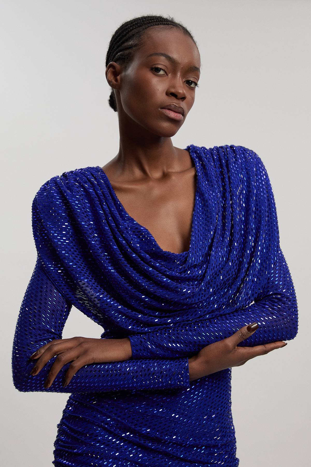 KarenMillen Robe Courte En Jersey À Col Bénitier Ornée De Cristaux Premium