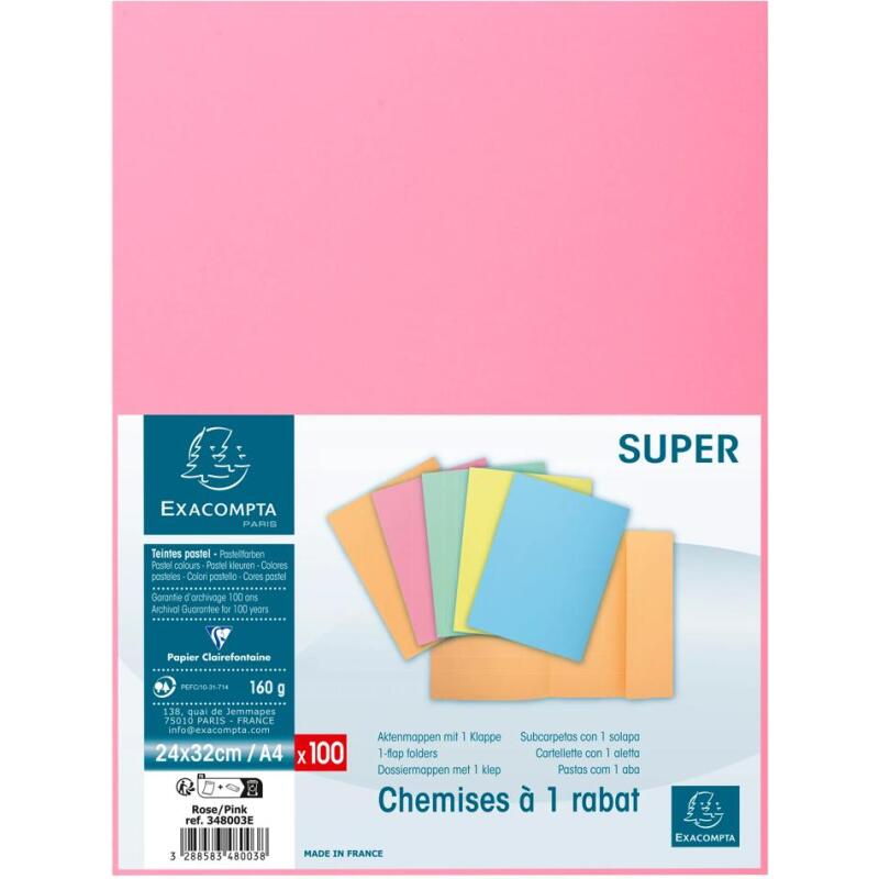 Paquet 100 chemises 1 rabat SUPER 160 - 24x32cm