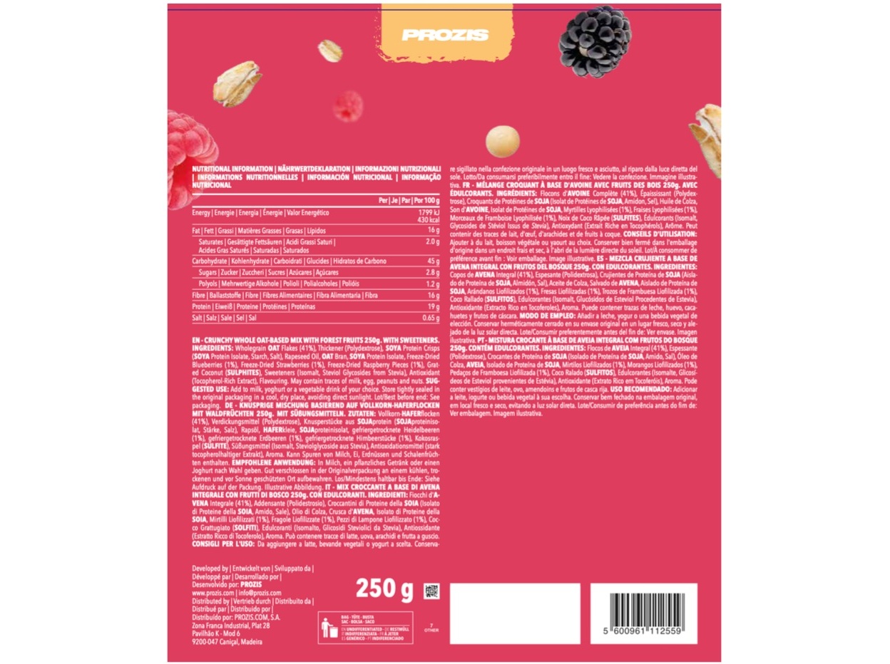 GRANOLA PROZIS PROTEICA FRUTOS BOSQUE 250G