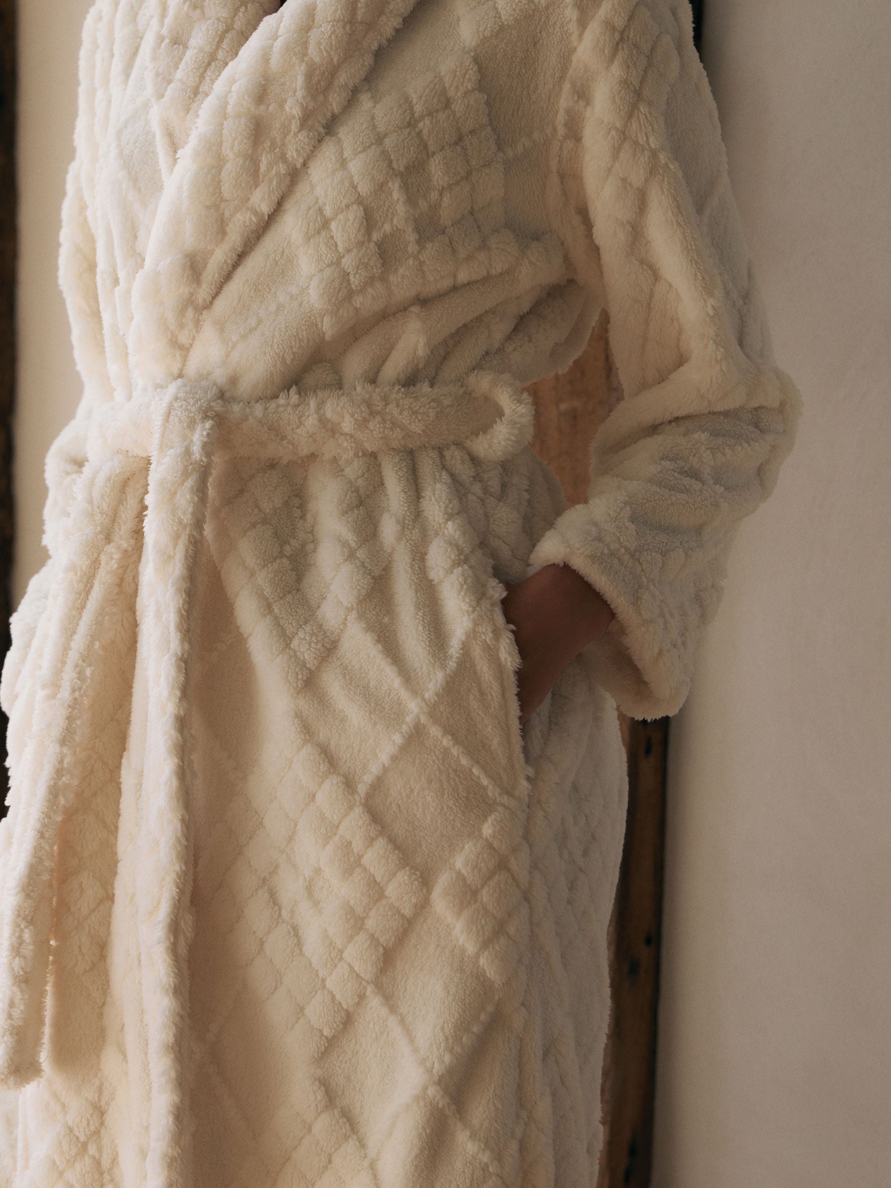 Crème argylepatroon - Behaaglijke fleece badjas