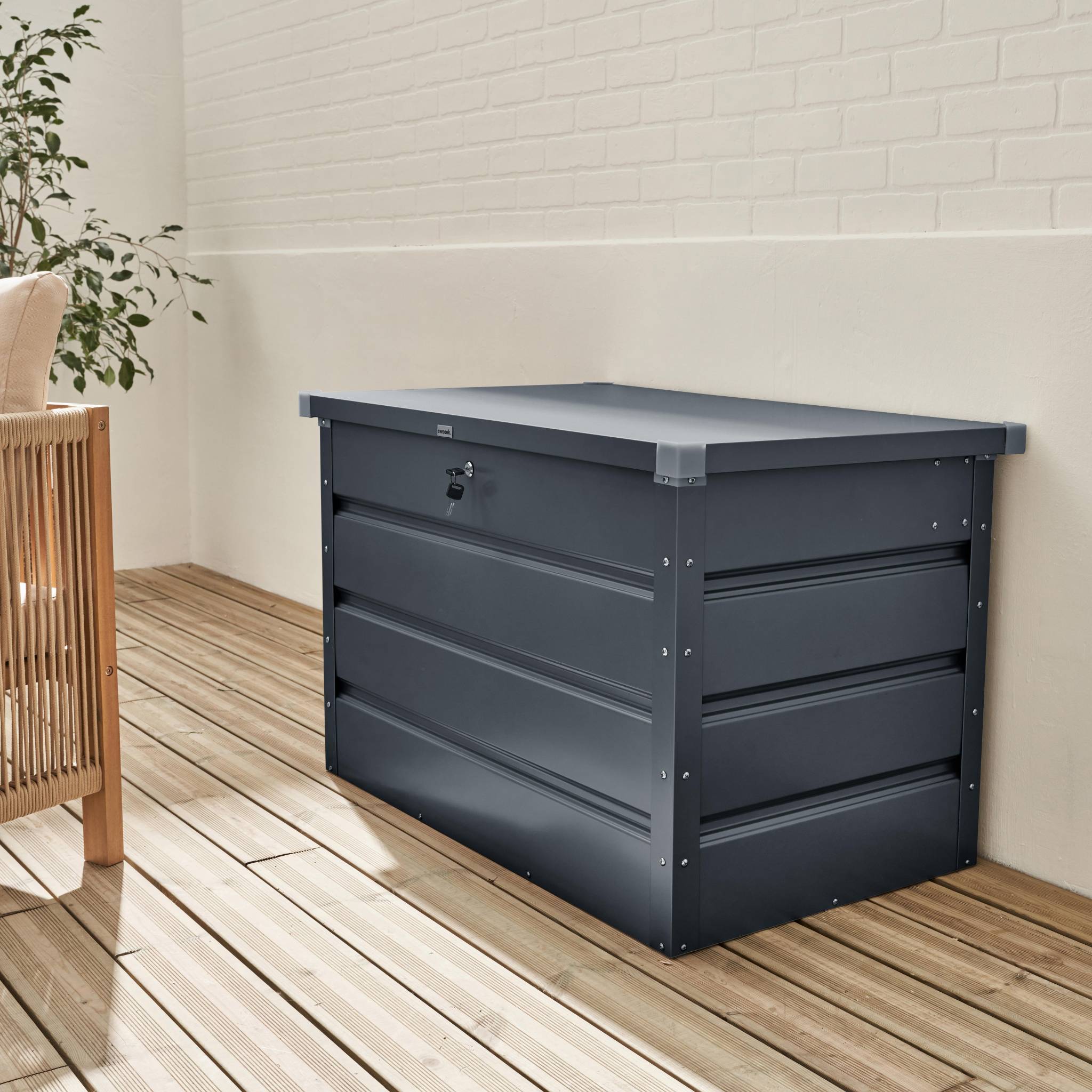 Coffre de jardin en métal -dallas - 285l anthracite