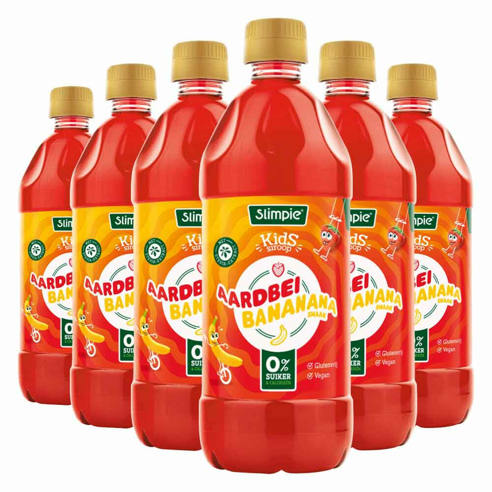 6x Slimpie Siroop Kids Aardbei Bananana580 ml