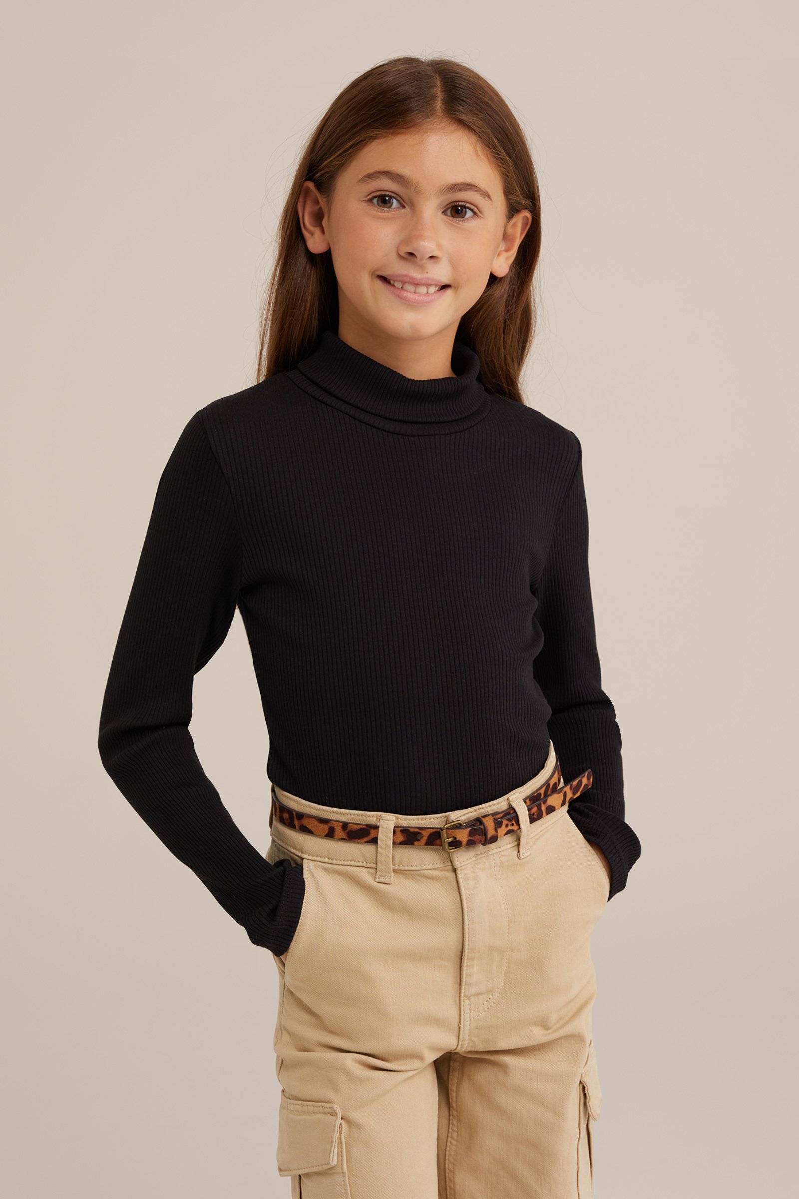 Meisjes top met col WE Fashion Zwart