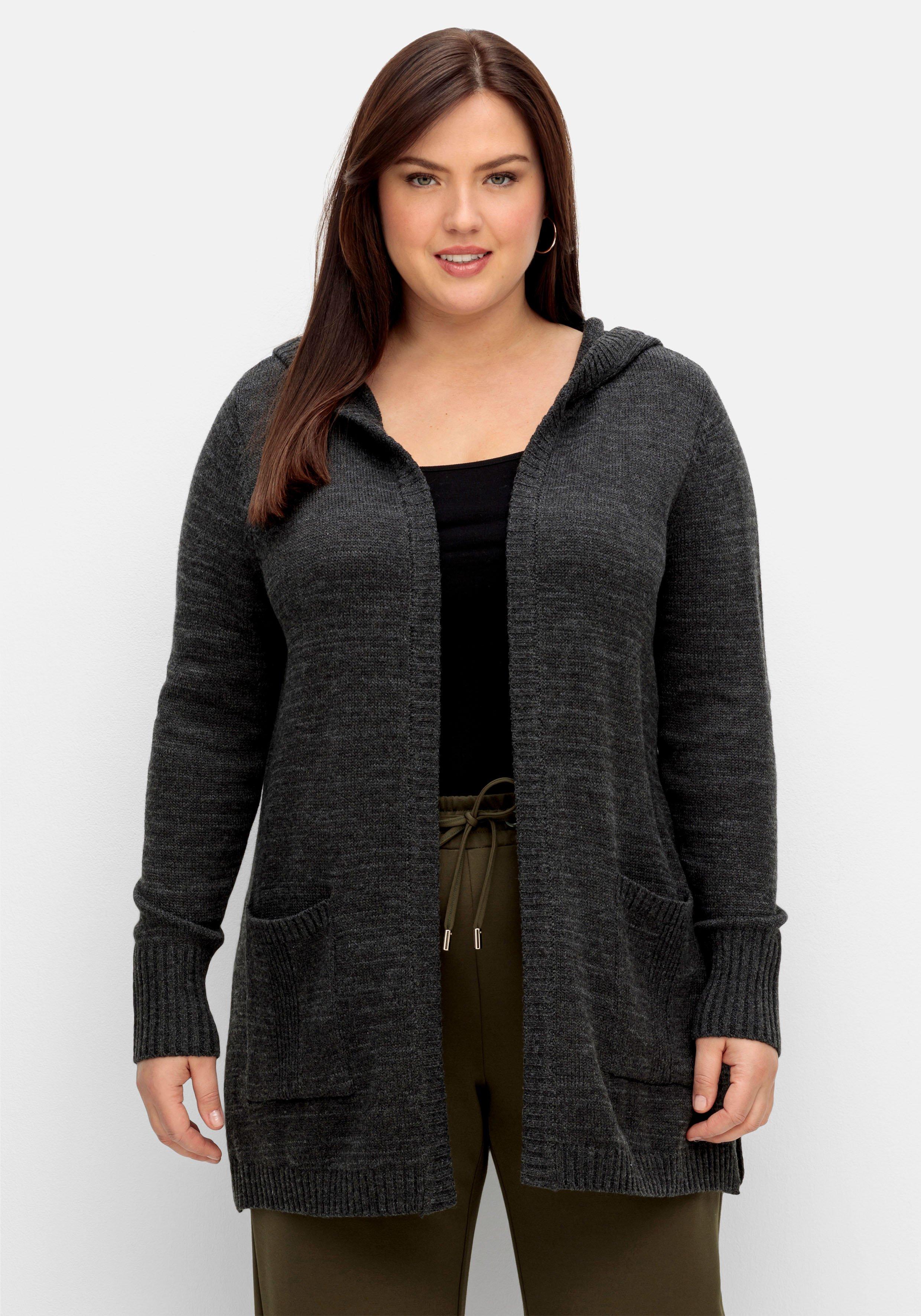 Kapuzenstrickjacke mit Wolle und Kaschmir