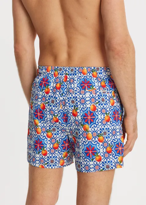 Zwembroek met print orange blauw (BLW.K)