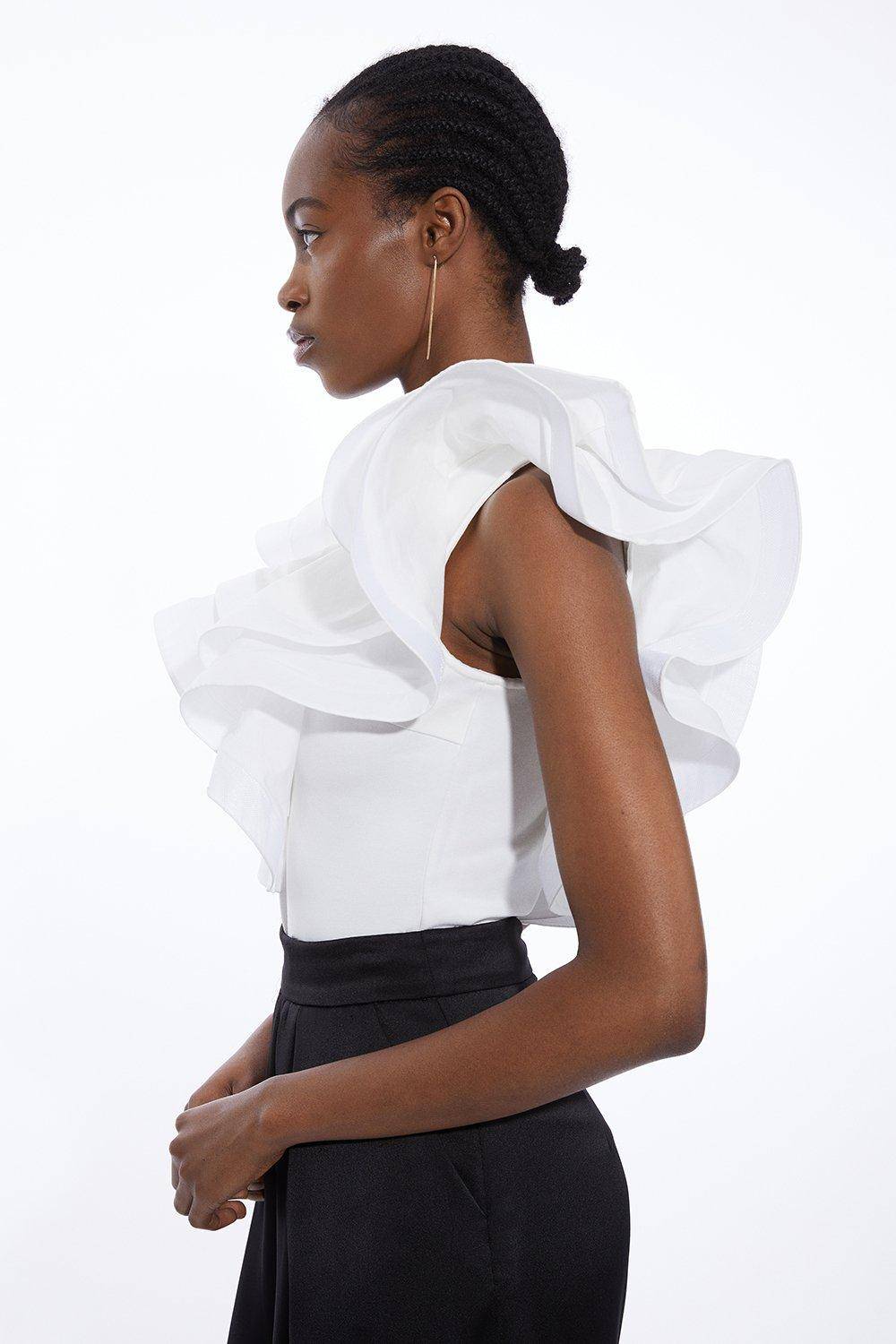 KarenMillen Body en coton à volant
