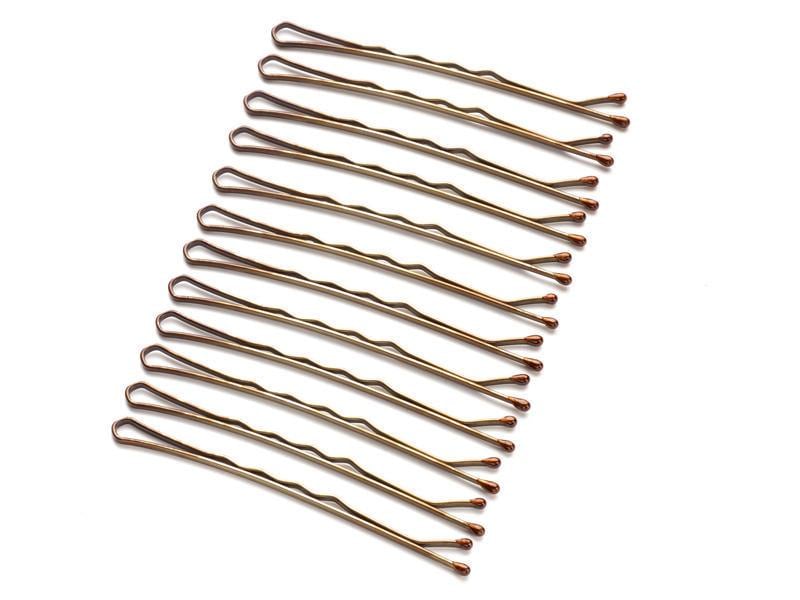DailyGo Haarspange Bobbypin 6 cm 12 Stück, gewellt, Braun Haarspange