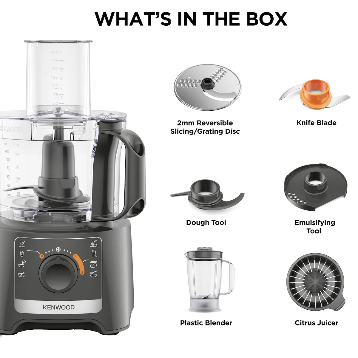 Kenwood MultiPro Compact foodprosessor FDP31.360.GY (slate grey)