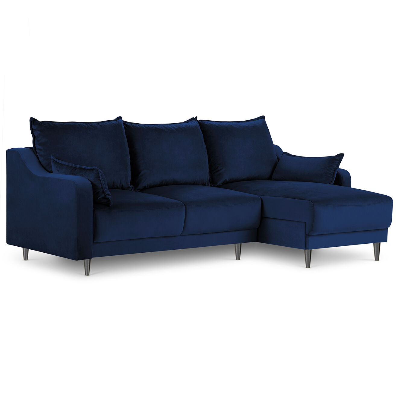 Mazzini Sofas Canapé d'angle Réversible Convertible avec Coffre en Velours Freesia bleu roi - 220x150x90 cm