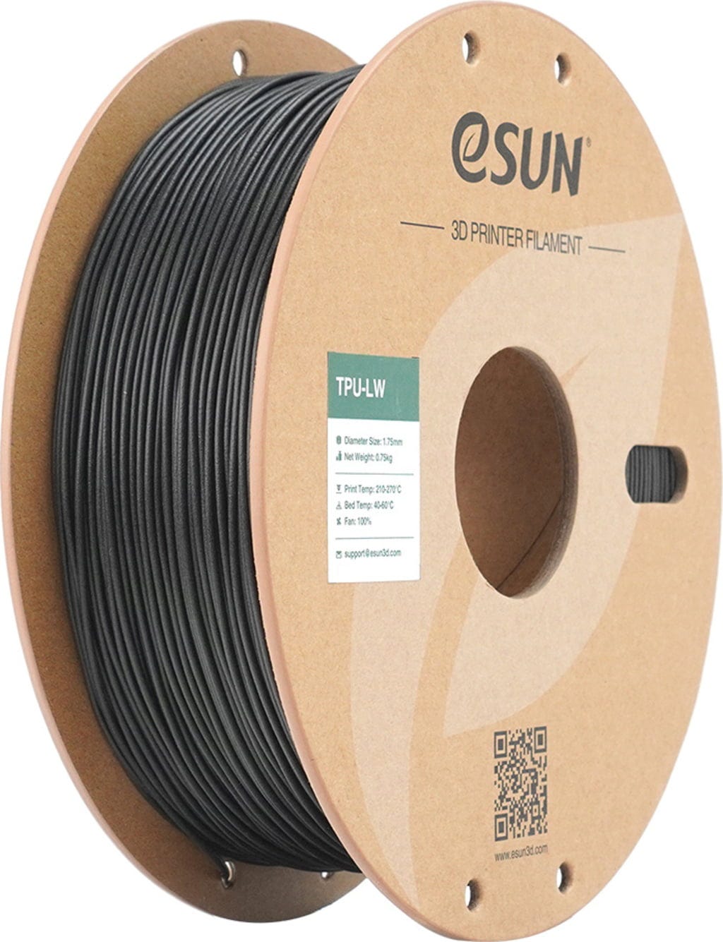 eSUN  TPU-LW Black, 1,75 mm / 750 g    Aufschäumendes, flexibles Material in Black