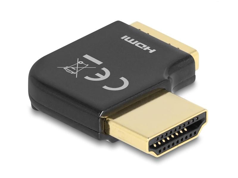 Delock Adapter 90° rechts gewinkelt, 8K 60 Hz HDMI - HDMI Delock HDMI Adapter Stecker zu Buchse 90° rechts gewinkelt 8K 60 Hz Metall