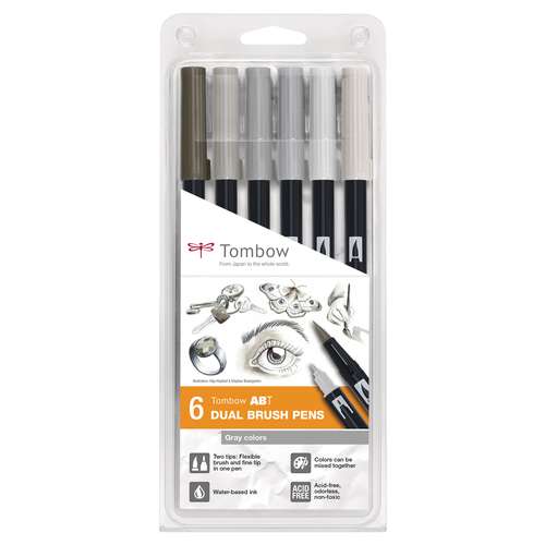 TOMBOW® ABT Dual Brush Pens 6er-Set, Gray Colors