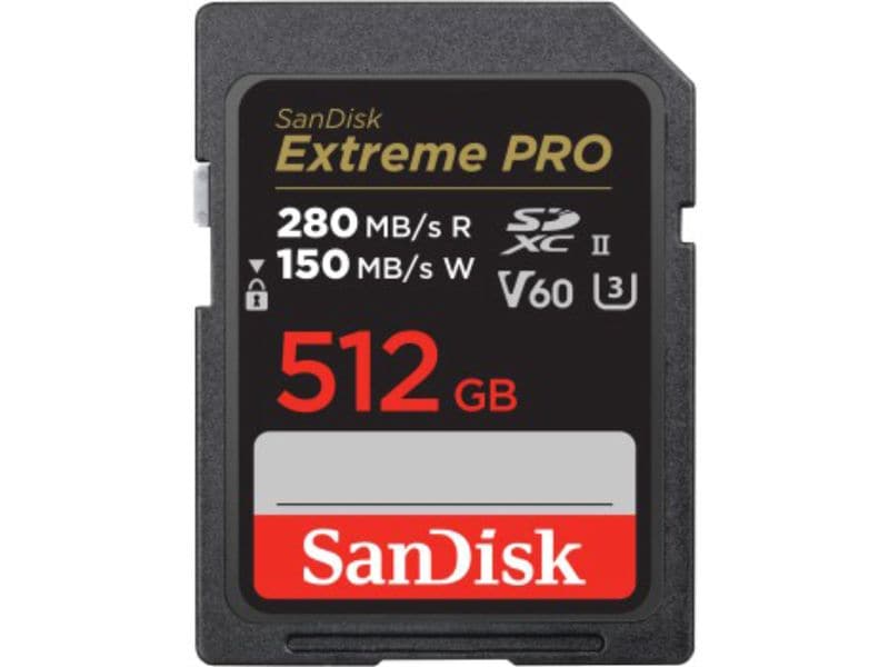 SanDisk SDXC-Karte Extreme PRO UHS-II 512 GB Superschnelle 8K-fähige SD-UHS-II-Speicherkarten