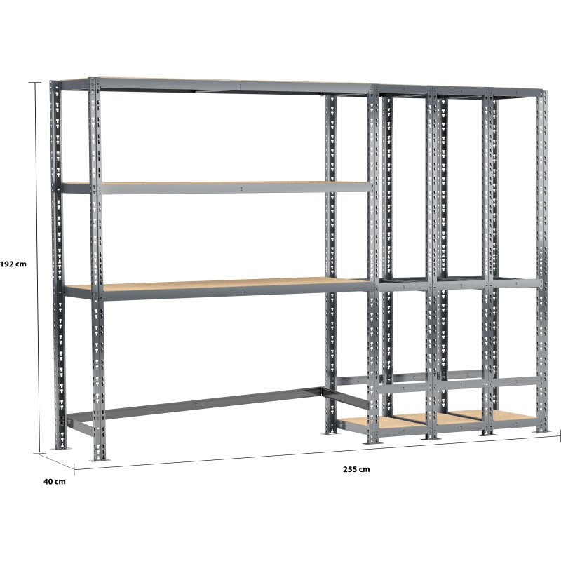 Rayonnage MODULO - Module 2 étagères - 5 plateaux