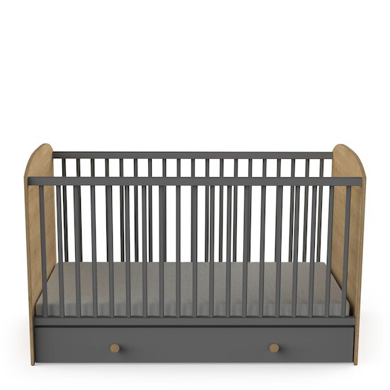 Gabin Lit barreaux   Chêne hamilton / Gris graphite        70 x 140 cm   de               CBA Meubles