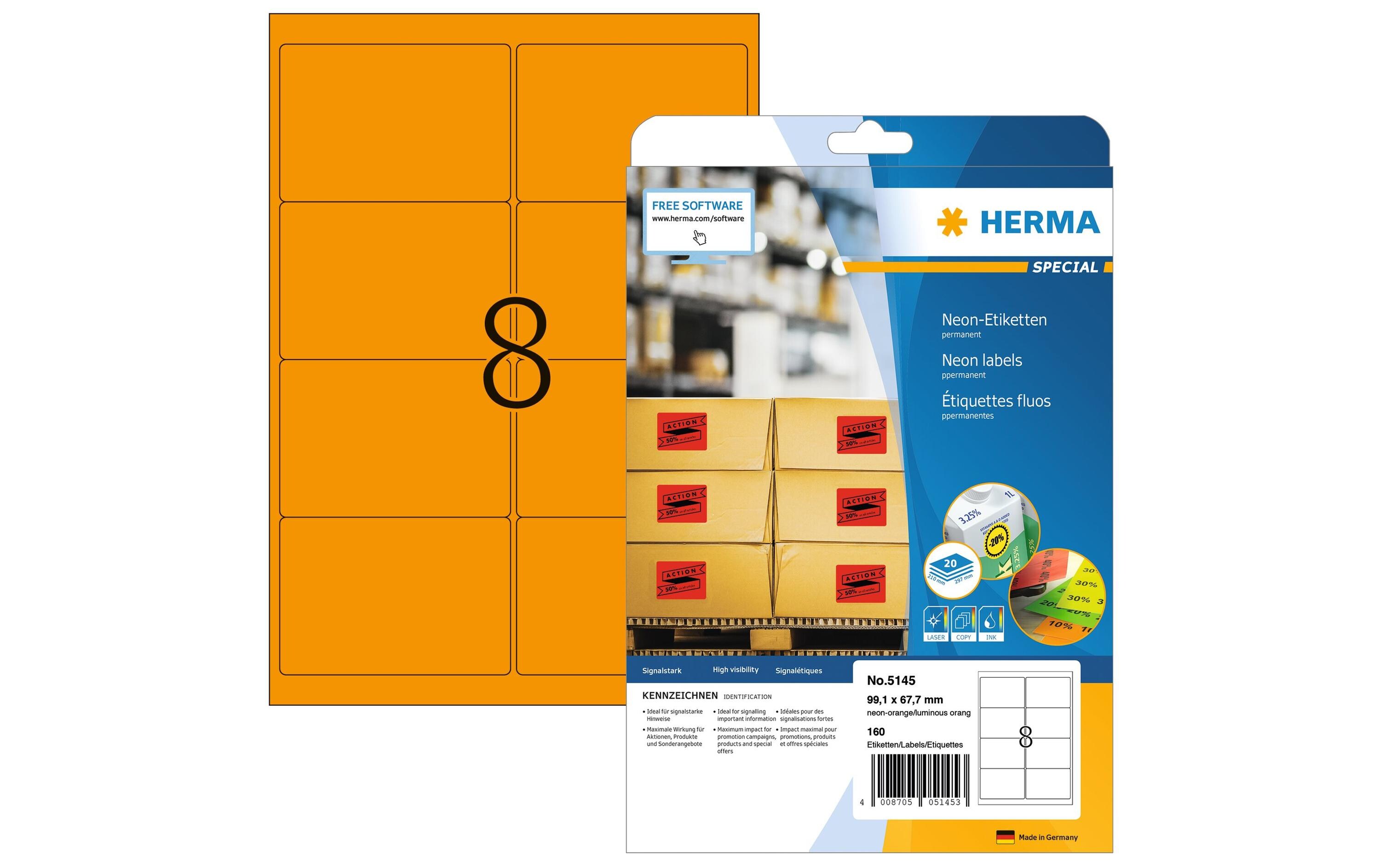 Universal-Etiketten 9.91 x 6.77 cm, 160 EtikettenSelbstklebende Neonetiketten