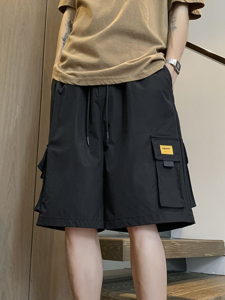 Obikan - Effen cargoshorts met trekkoordtaille