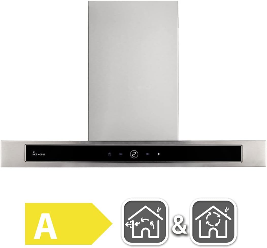 KKT KOLBE Dunstabzugshaube 60cm | Umluft Abluft | Wandhauben | Edelstahl | Schwarz Glas | Nachlaufautomatik | SensorTouch Bedienung | LED-Beleuchtung | DELTA6014TC