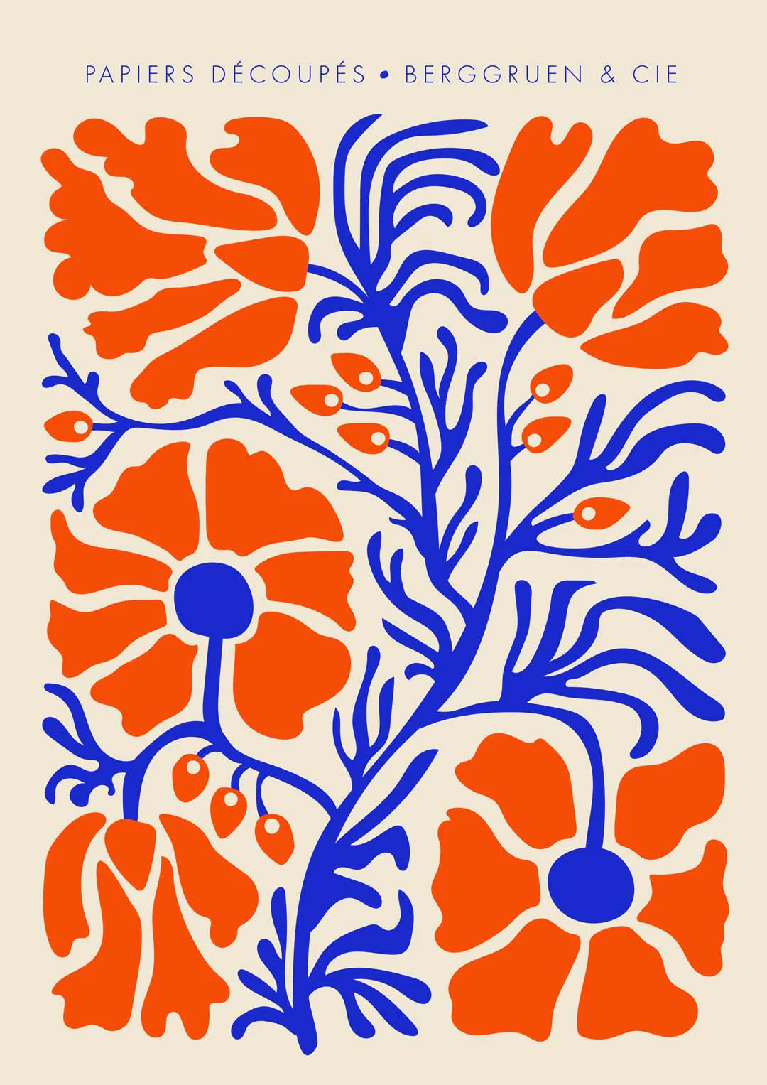 Blumen Blau Orange Papiers Découpés Kunstausstellung