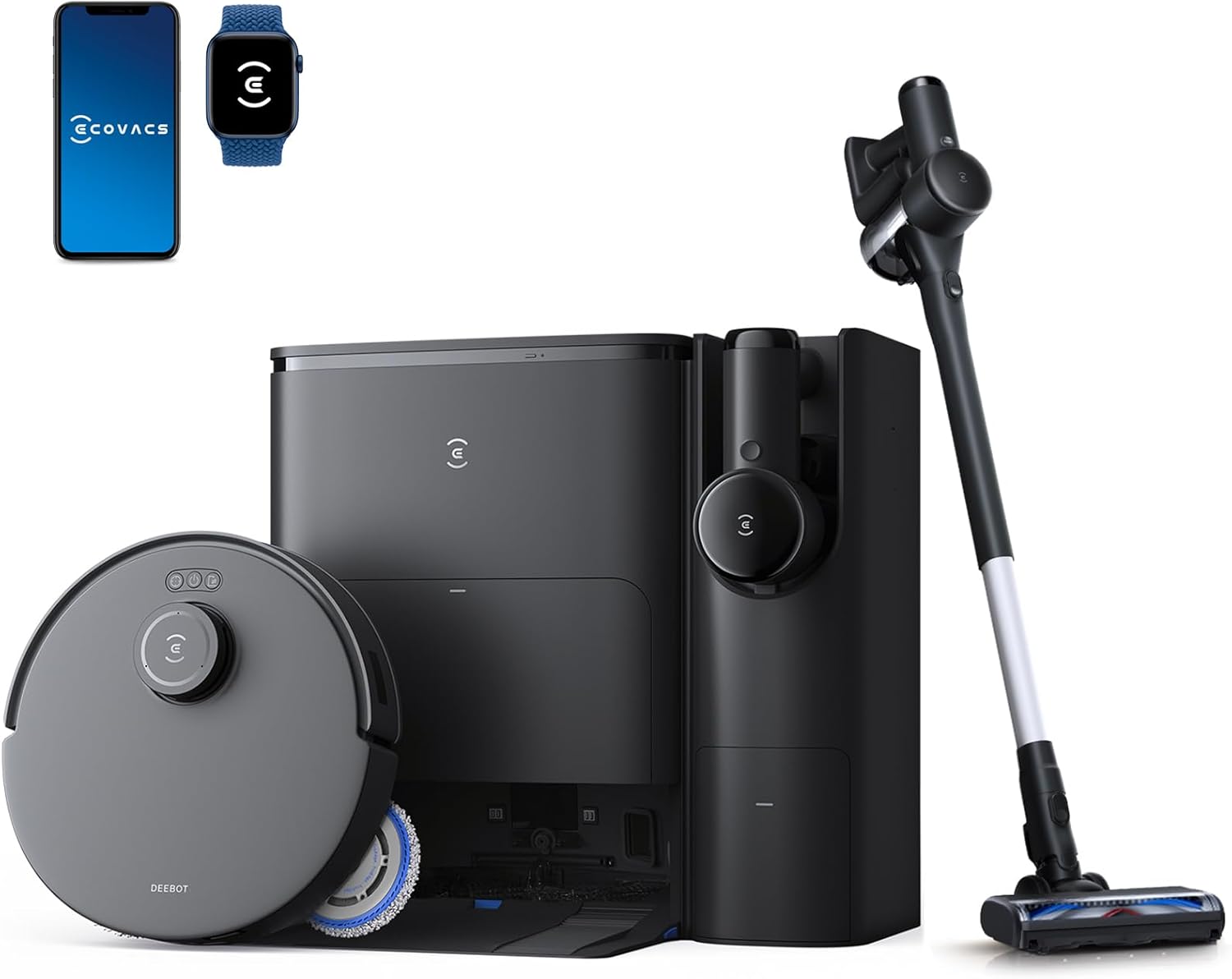 ECOVACS DEEBOT T30S Combo Complete Saugroboter mit Wischfunktion Akku-Staubsauger, All-in-One Reinigungsstation,11000Pa, ZeroTangle Technologie, TruEdge™ Kantenreinigung, Heißwasser-Mopp-Waschen