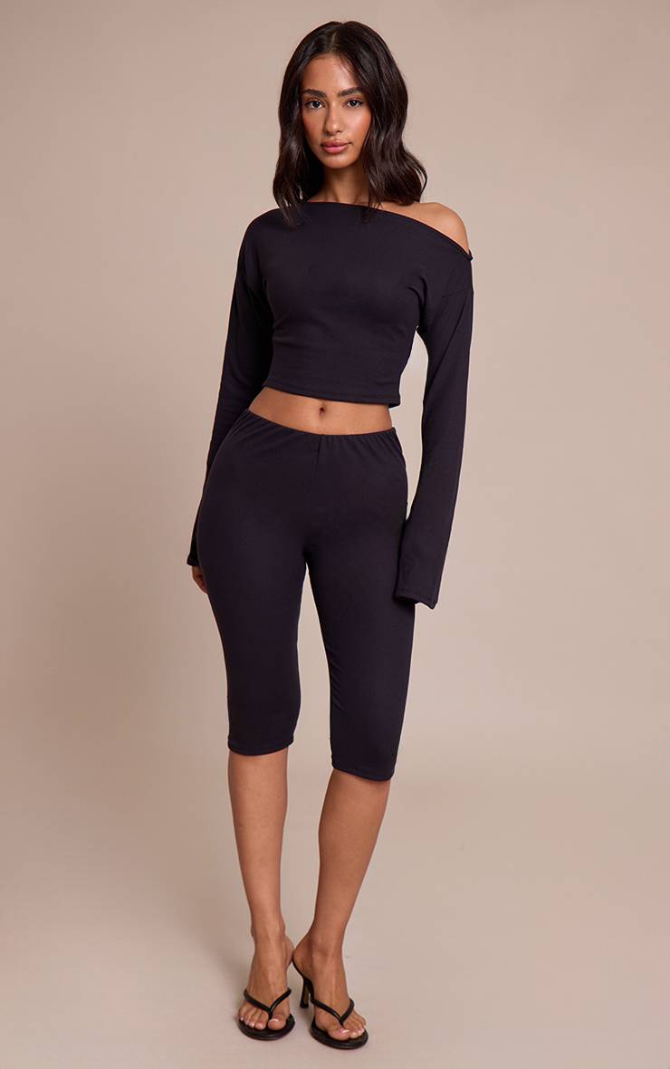 Noir Pantalon Capri Ajusté Petite