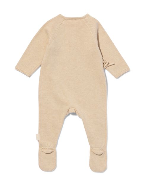 Grenouillère cache-cœur en maille fine pour bébé sable