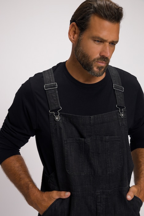 Latzhose, Workwear, Jeans, viele Taschen, Elastikeinsätze, Relaxed Fit