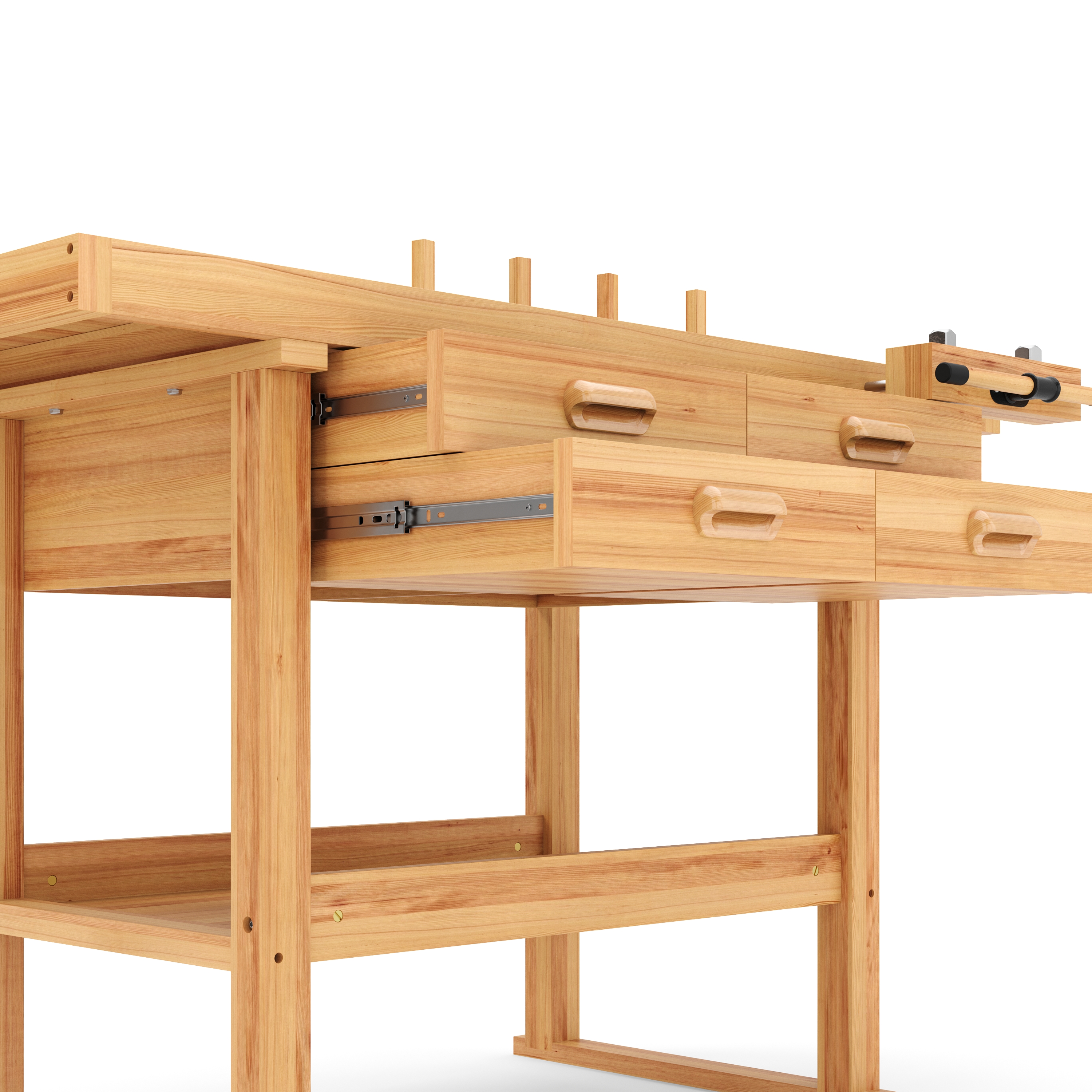 Werkbank mit Schraubstock Holz 152 x 50 cm