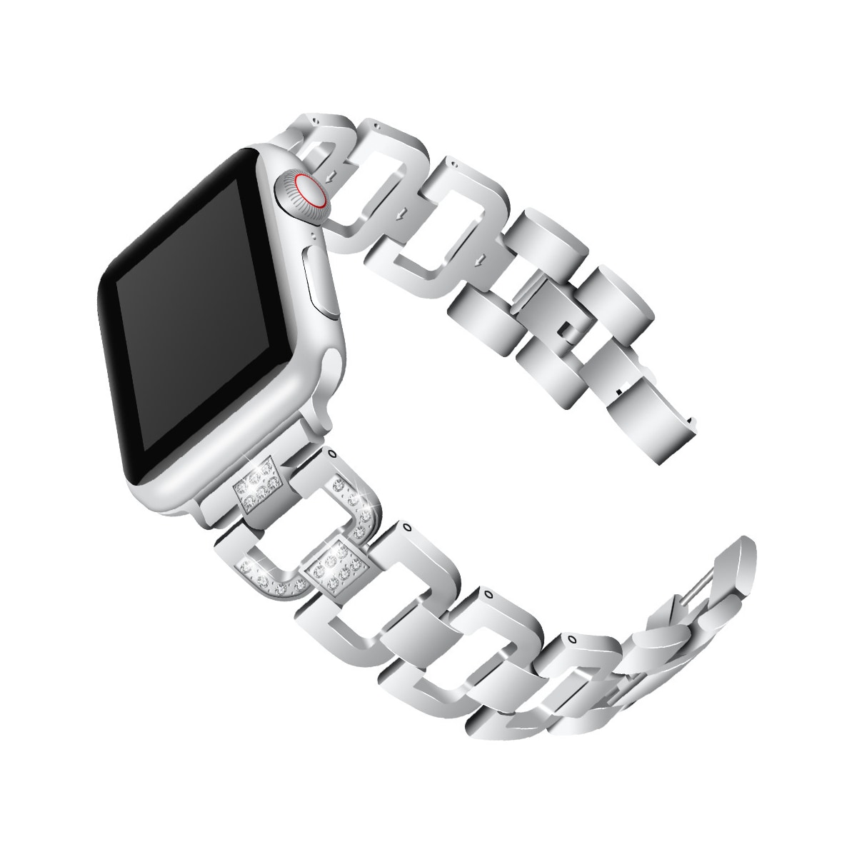 Smart klokkerem D-formet diamantklokkerem med klokkeramme for Fitbit Blaze Sølv