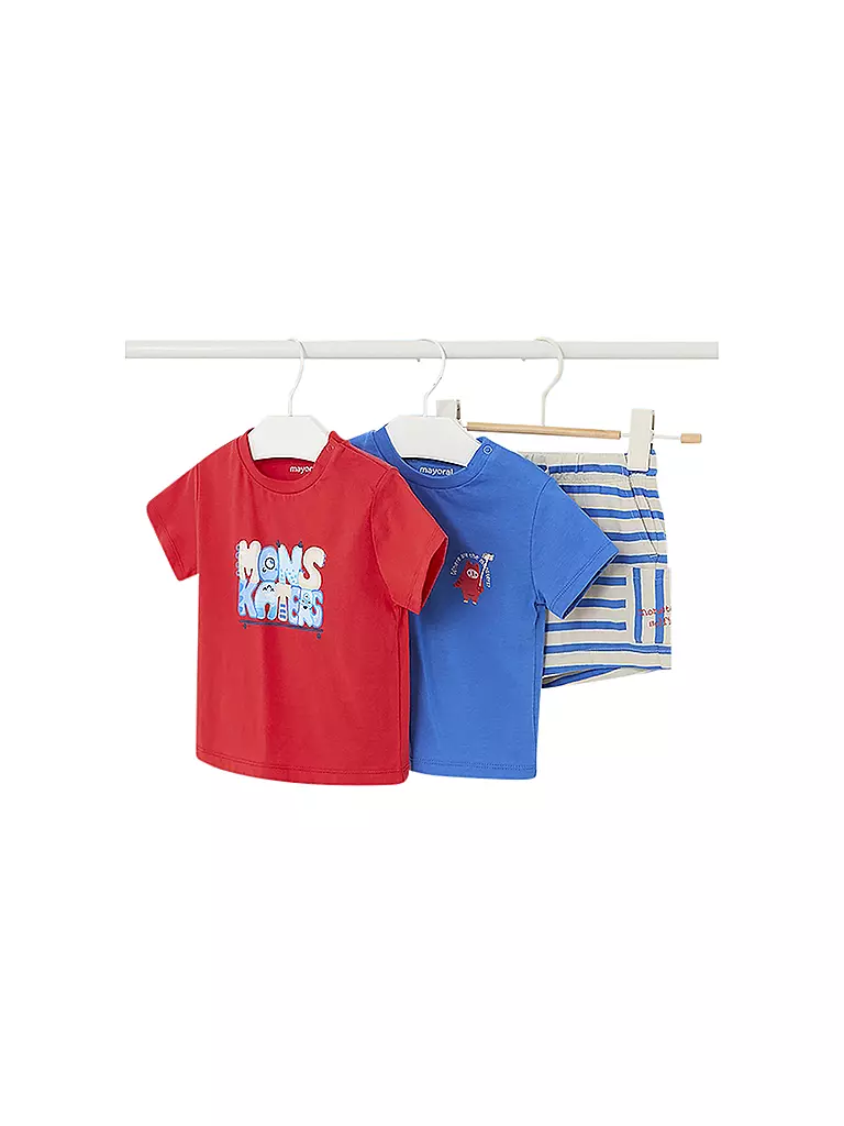 MAYORAL Baby Set 3-teilig T-Shirt und Shorts rot