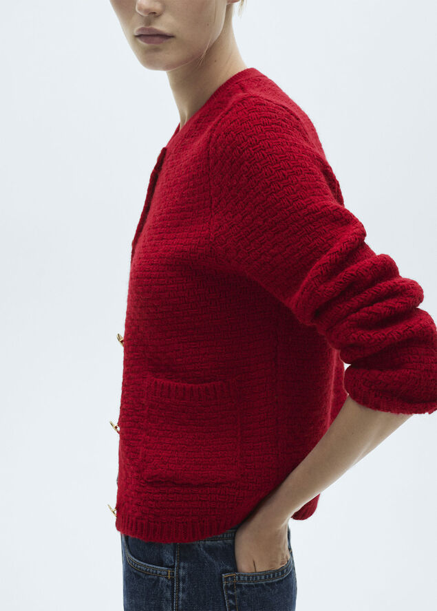 MANGO Knitted jacket. -- CUNA Red